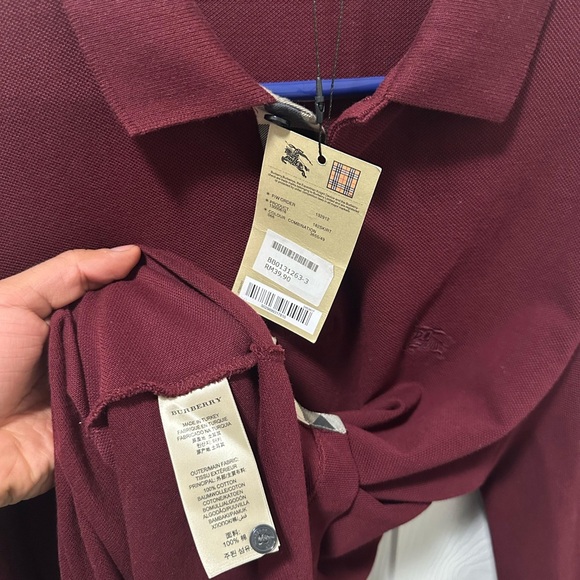 Burberry Red Polo Shirt Classic Design Soft Fabric - Picture 3 of 5